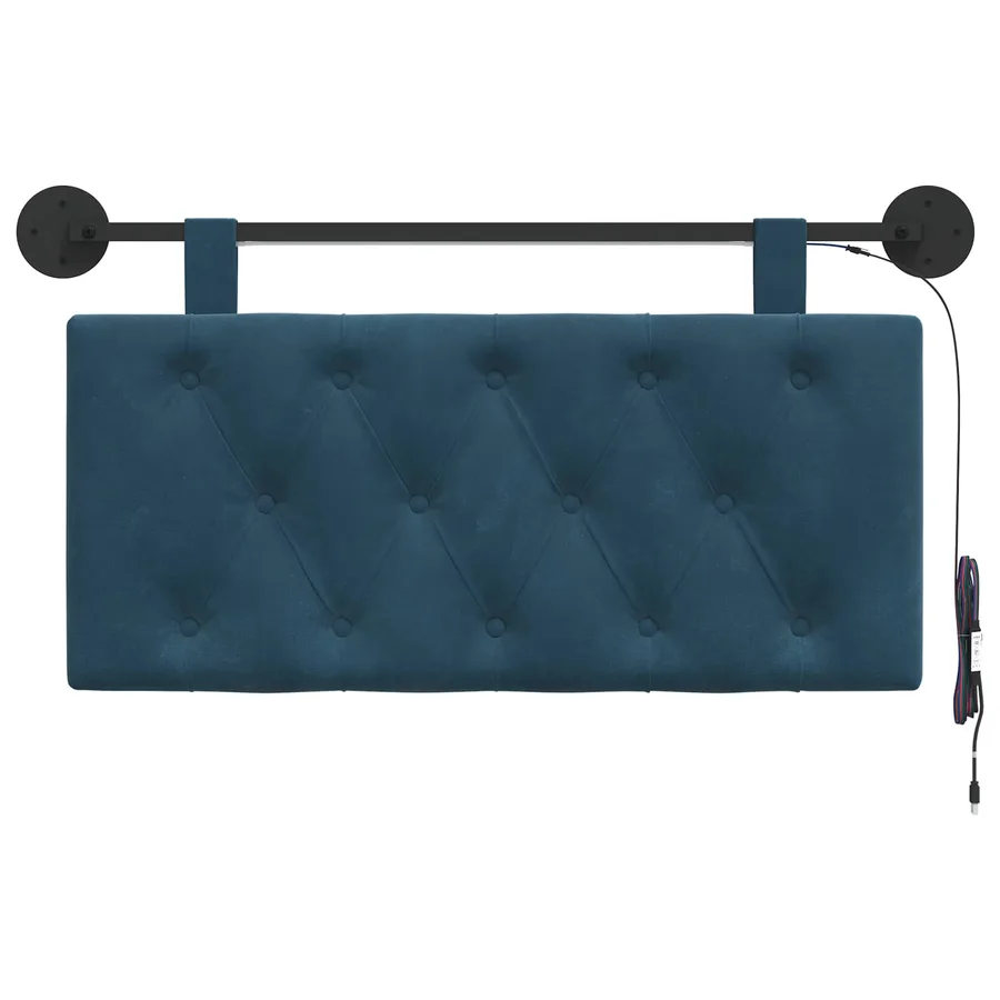 Tête de lit suspendue Avec lumière LED Bleu Velours - 6