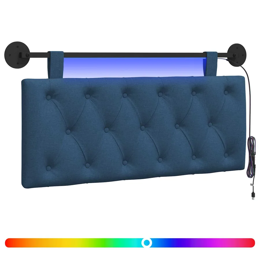 Tête de lit suspendue Avec lumière LED Bleu Tissu - 2