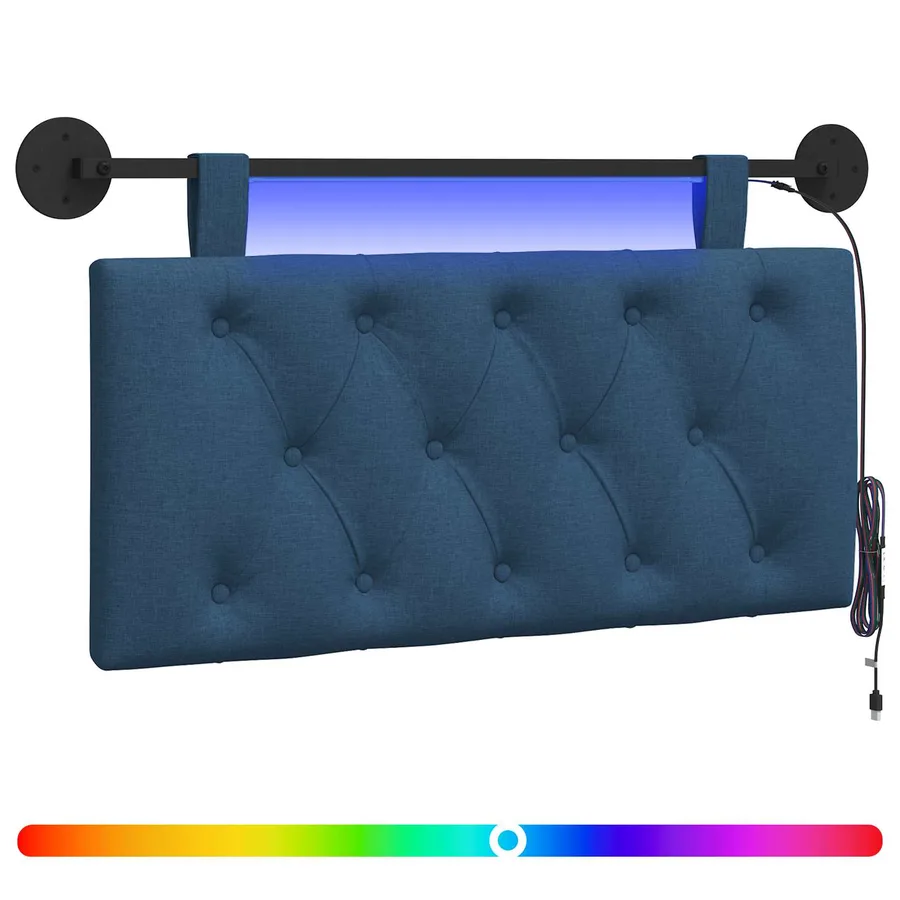 Tête de lit suspendue Avec lumière LED Bleu Tissu - 2