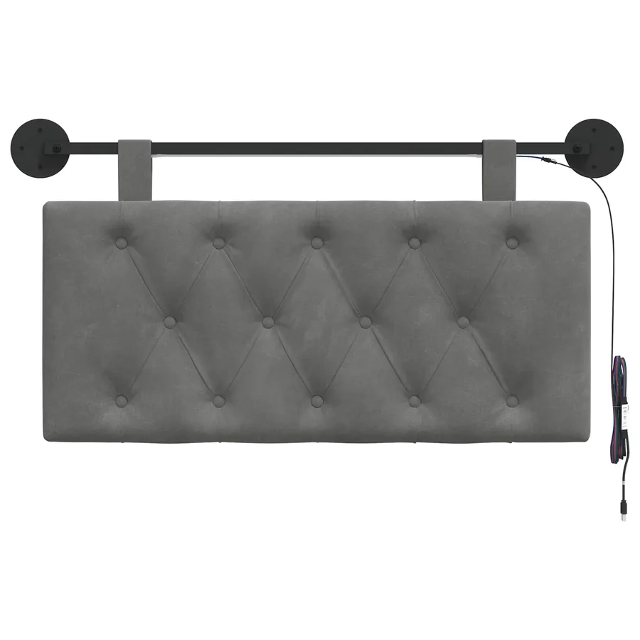 Tête de lit suspendue Avec lumière LED Gris foncé Velours - 6