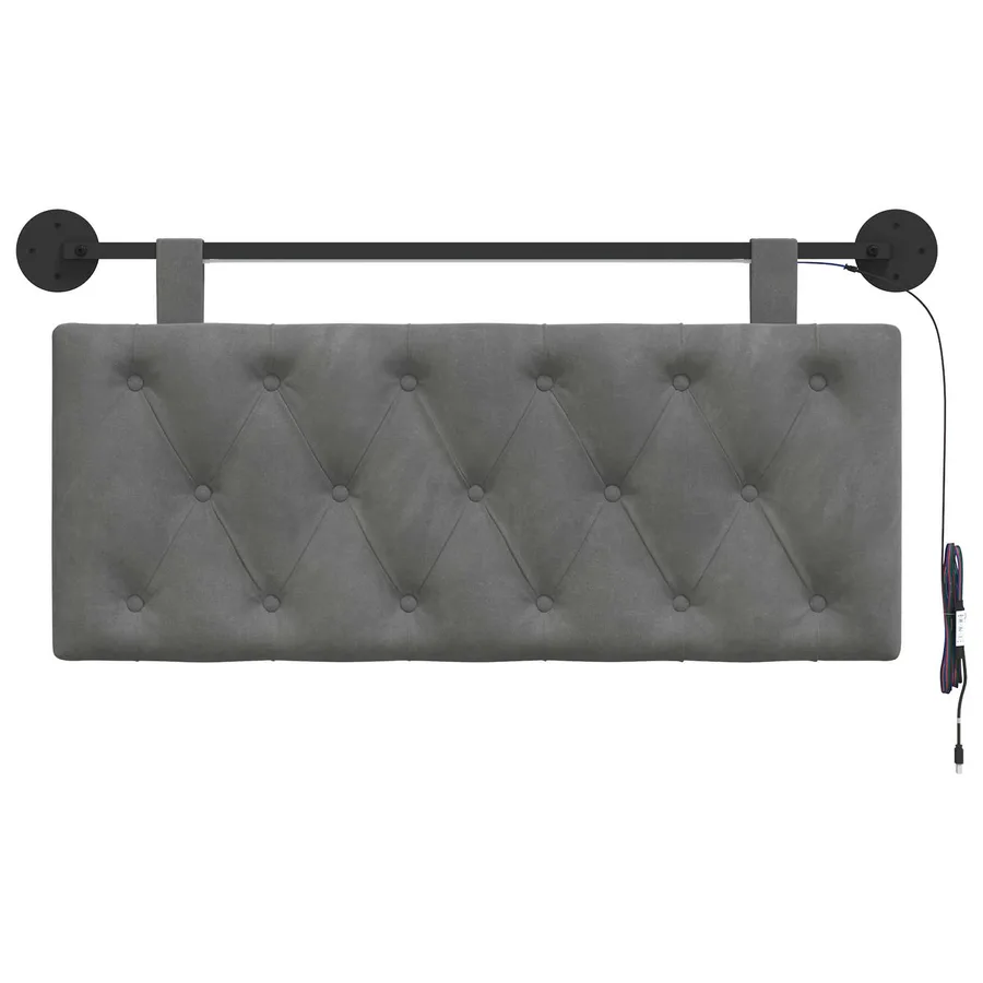 Tête de lit suspendue Avec lumière LED Gris foncé Velours - 6