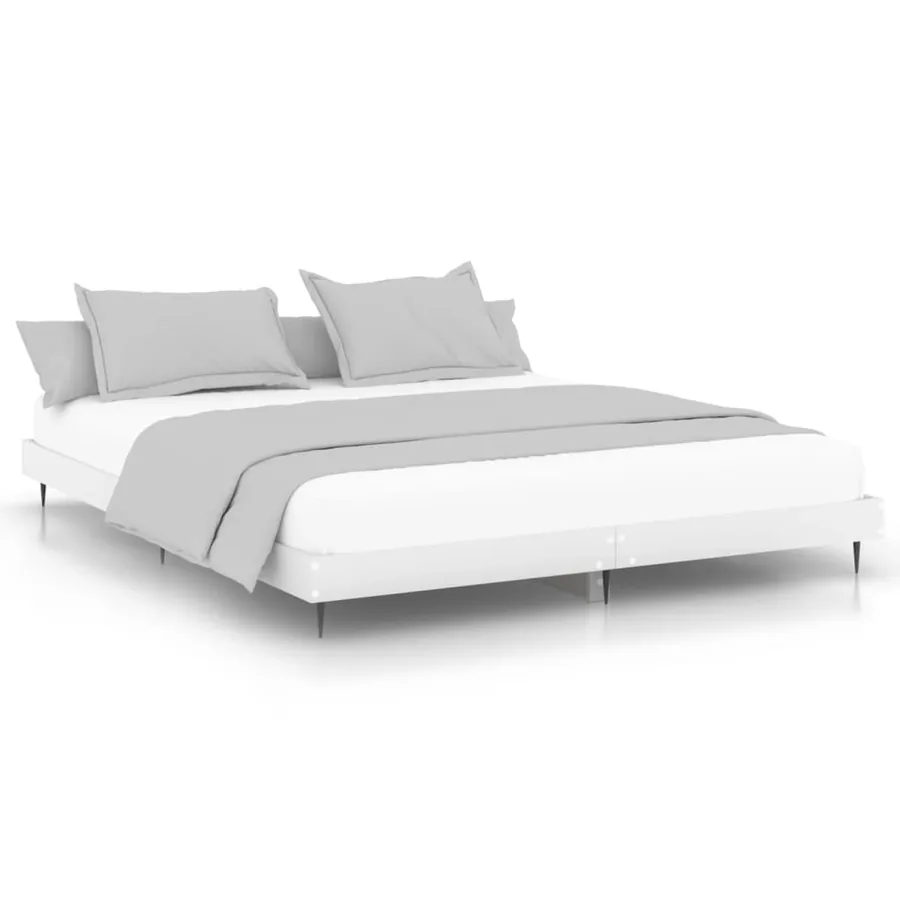 Cadre de lit sans matelas blanc 200x200 cm bois d'ingénierie - 2