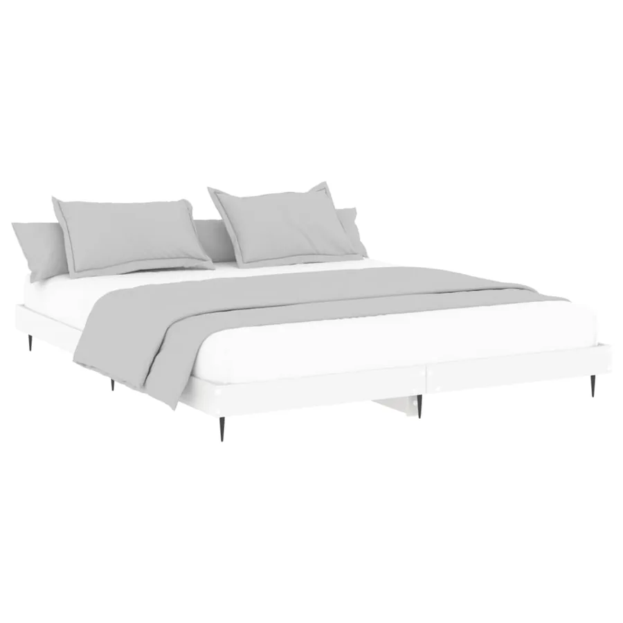 Cadre de lit sans matelas blanc 200x200 cm bois d'ingénierie - 3