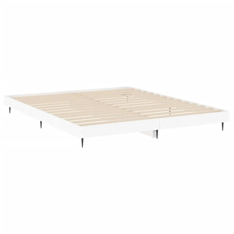Cadre de lit sans matelas blanc 200x200 cm bois d'ingénierie - 5