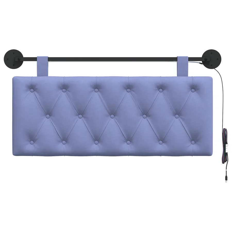 Tête de lit suspendue Avec lumière LED Bleu denim Tissu - 6