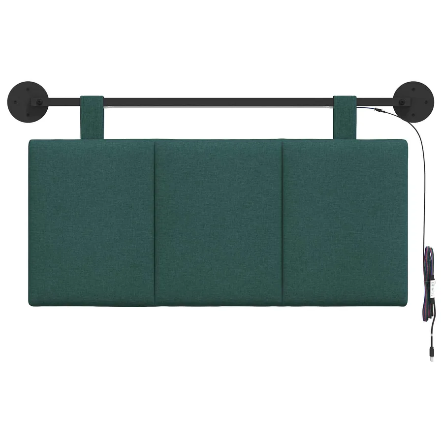 Tête de lit suspendue Avec lumière LED Vert foncé Tissu - 6