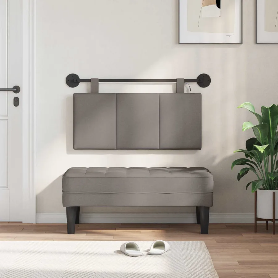 Tête de lit suspendue Avec lumière LED Taupe Tissu - 3