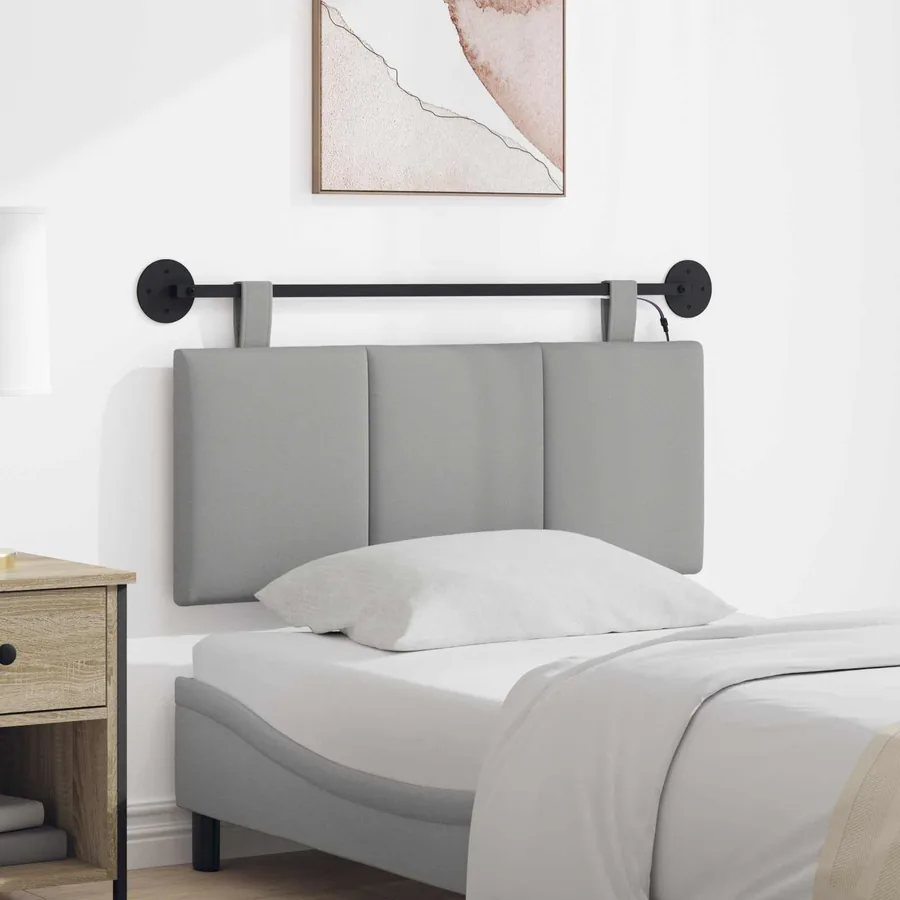 Tête de lit suspendue Avec lumière LED Gris nuage Tissu