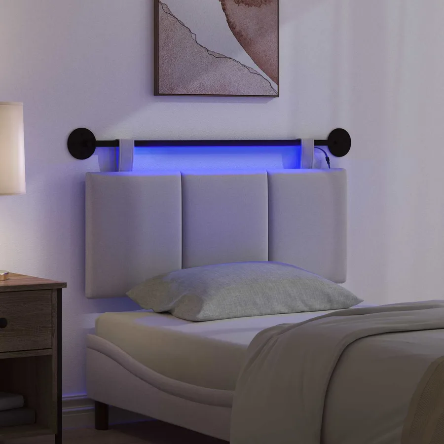 Tête de lit suspendue Avec lumière LED Gris nuage Tissu - 5