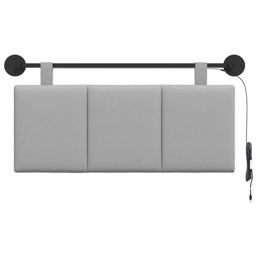 Tête de lit suspendue Avec lumière LED Gris nuage Tissu - 6