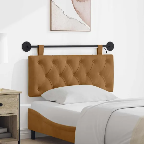 Tête de lit suspendue Avec lumière LED Marron Velours