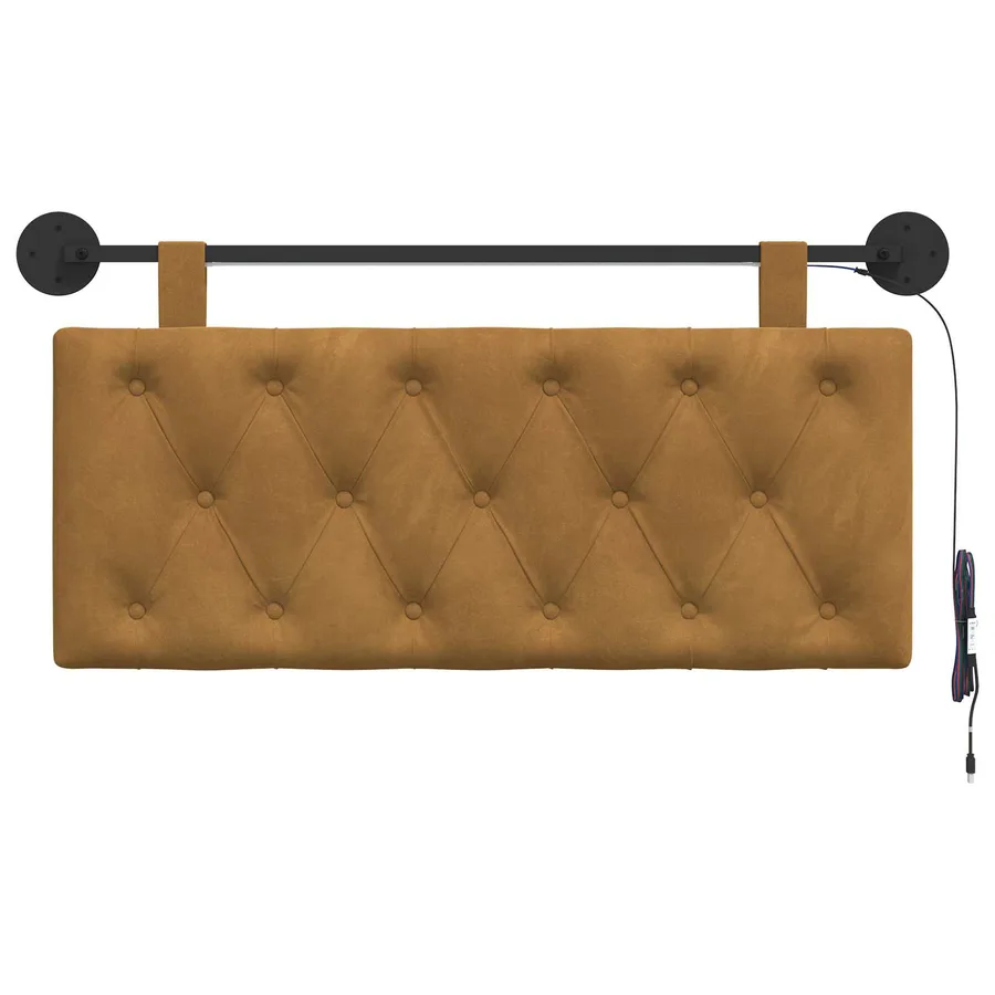 Tête de lit suspendue Avec lumière LED Marron Velours - 6