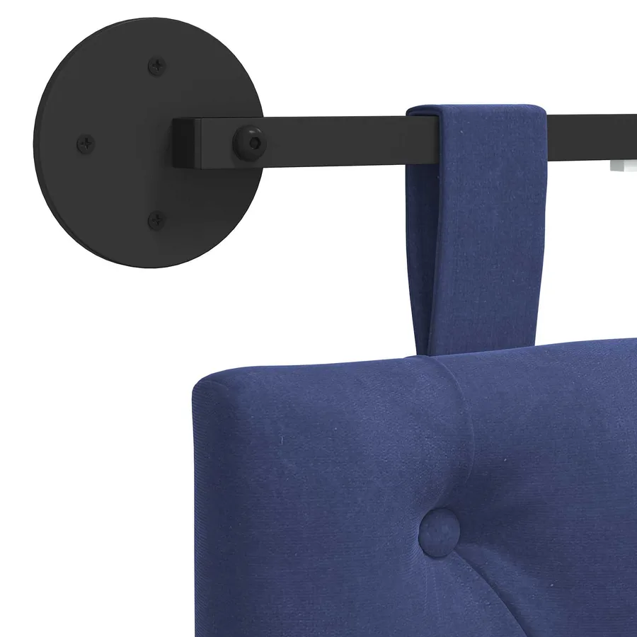 Tête de lit suspendue Avec lumière LED Bleu police Velours - 8