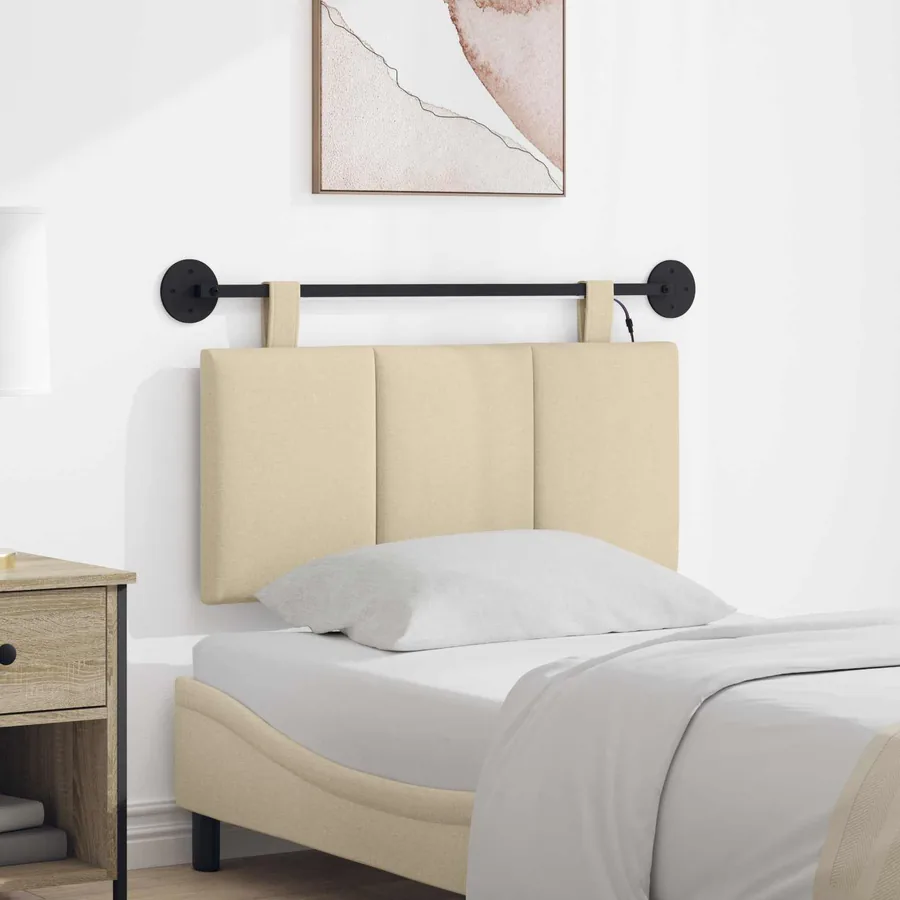 Tête de lit suspendue Avec lumière LED Crème Tissu