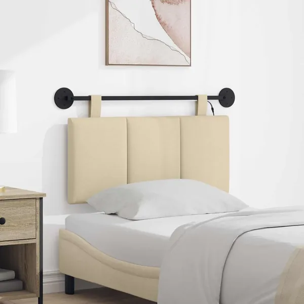 Tête de lit suspendue Avec lumière LED Crème Tissu