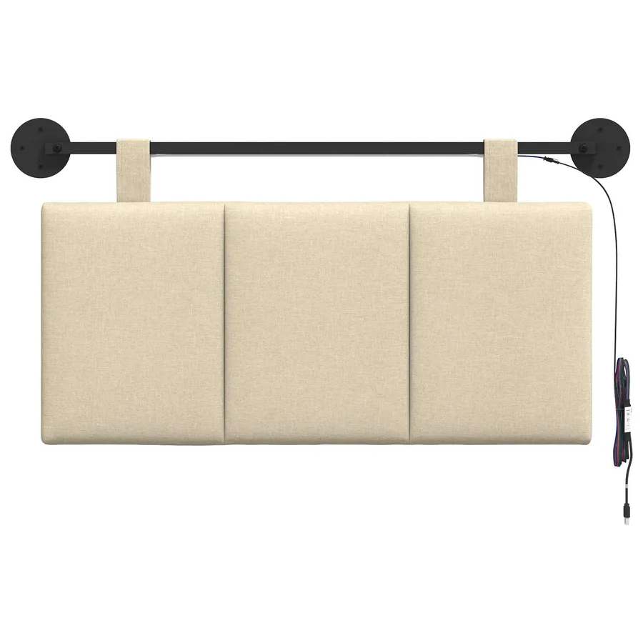 Tête de lit suspendue Avec lumière LED Crème Tissu - 6
