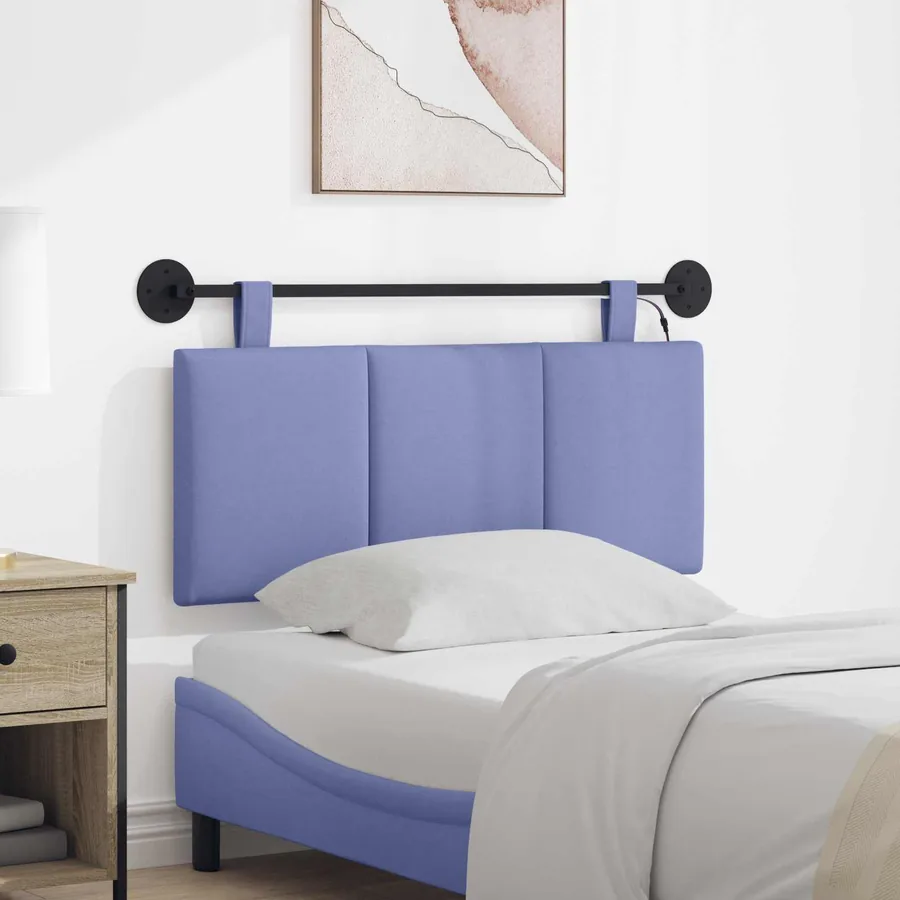 Tête de lit suspendue Avec lumière LED Bleu denim Tissu