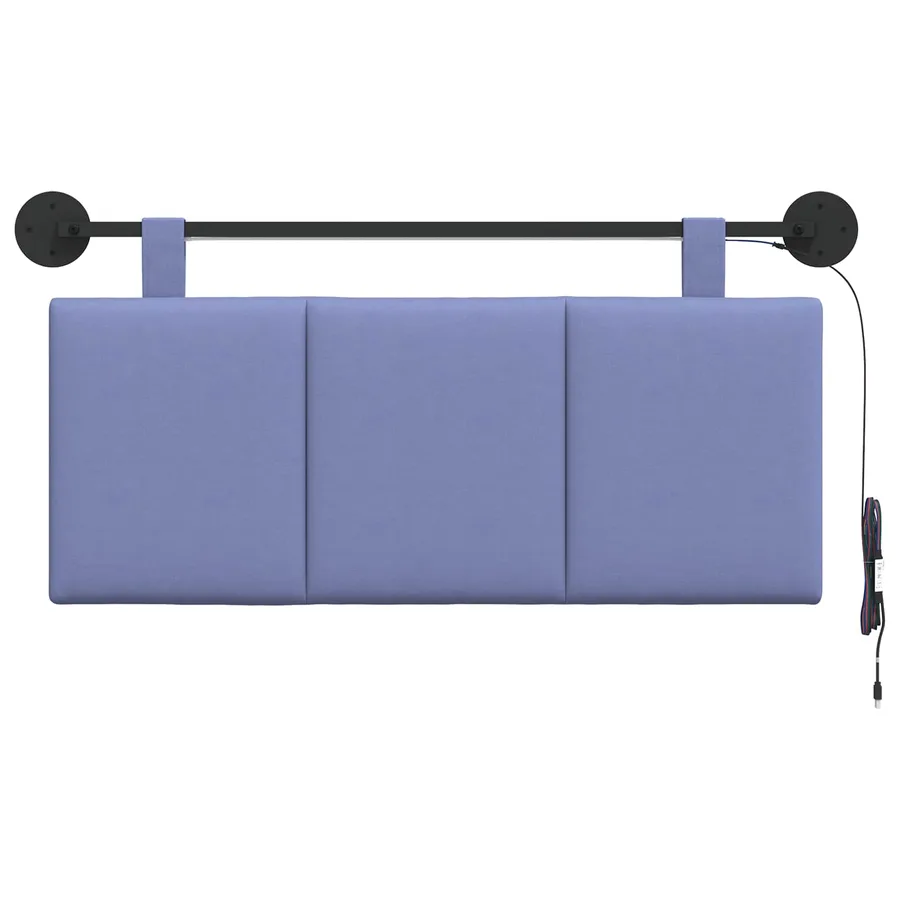 Tête de lit suspendue Avec lumière LED Bleu denim Tissu - 6