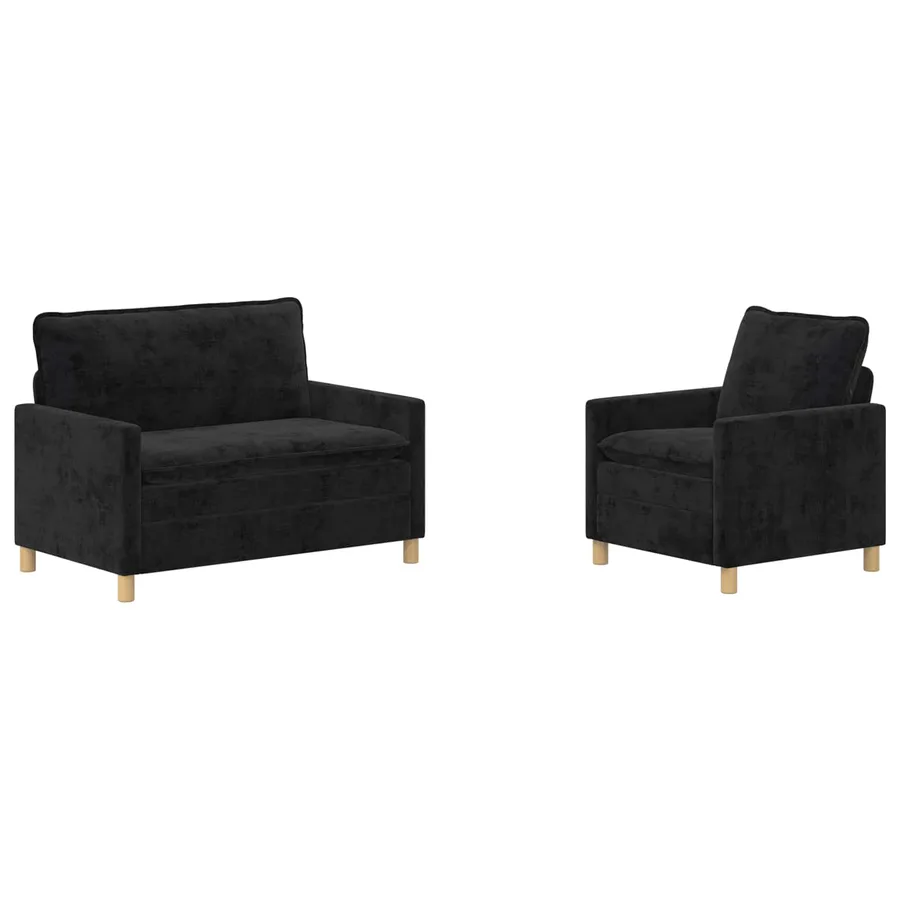 Ensemble de Canapés 2 pcs Noir Polyester - 2