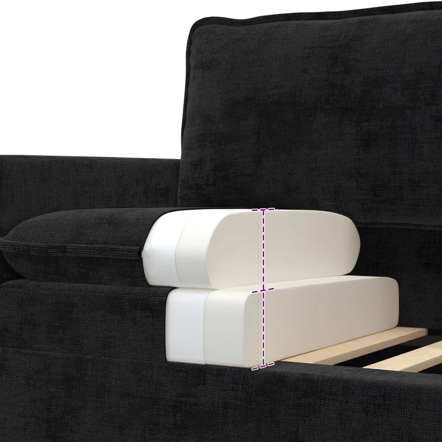 Ensemble de Canapés 2 pcs Noir Polyester - 6