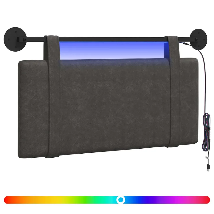 Tête de lit suspendue Avec lumière LED Noir PU antique - 2
