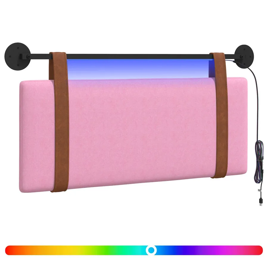 Tête de lit suspendue Avec lumière LED Rose PU antique - 2