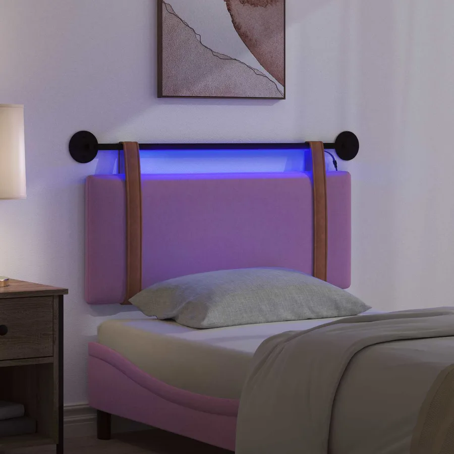 Tête de lit suspendue Avec lumière LED Rose PU antique - 5
