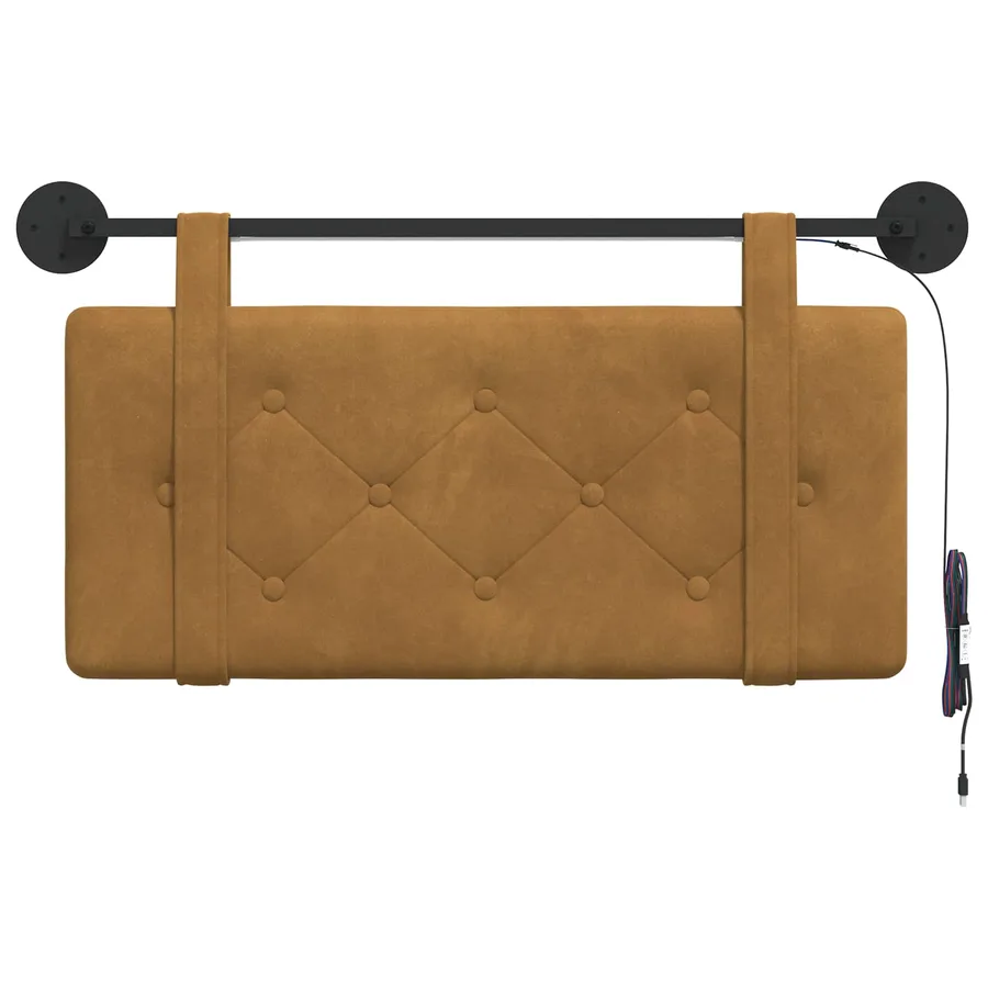 Tête de lit suspendue Avec lumière LED Marron Velours - 6