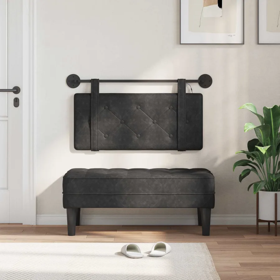 Tête de lit suspendue Avec lumière LED Noir PU antique - 3