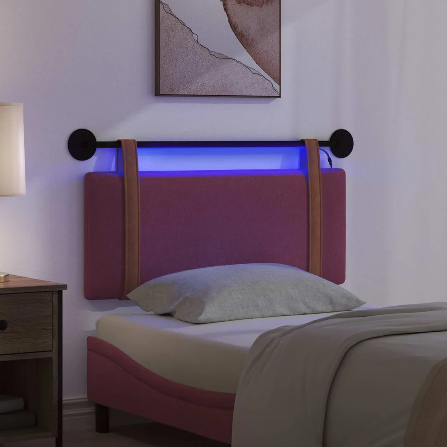 Tête de lit suspendue Avec lumière LED Bordeaux PU antique - 5