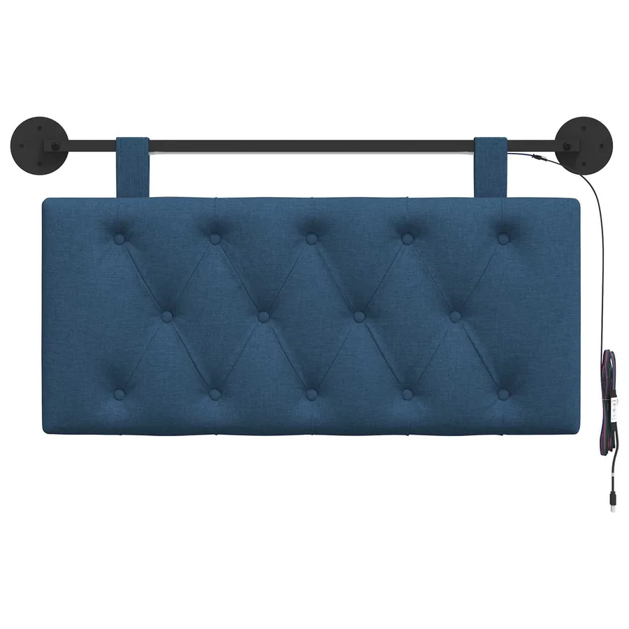 Tête de lit suspendue Avec lumière LED Bleu Tissu - 6