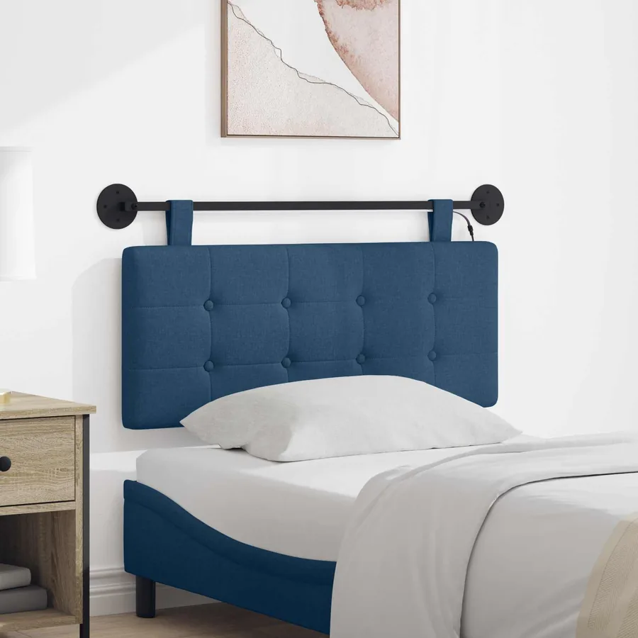 Tête de lit suspendue Avec lumière LED Bleu Tissu