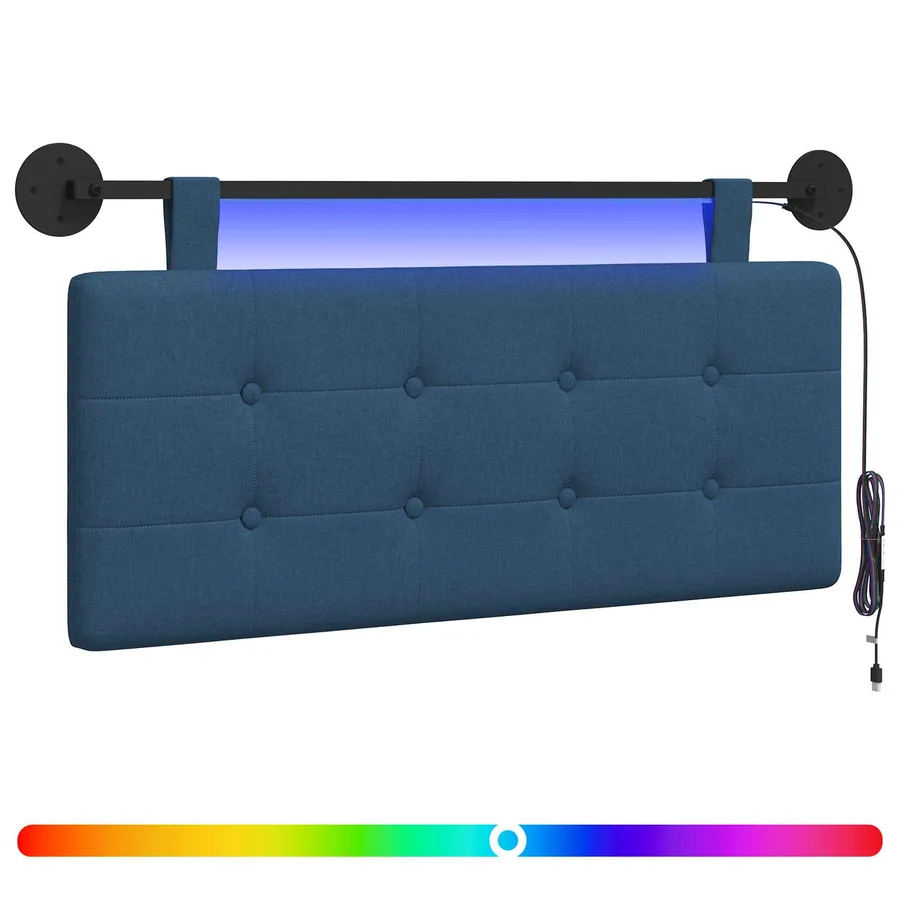 Tête de lit suspendue Avec lumière LED Bleu Tissu - 2