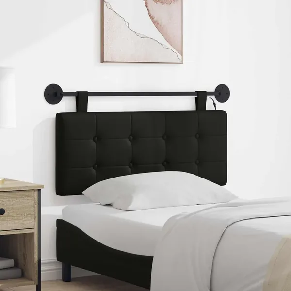 Tête de lit suspendue Avec lumière LED Noir Simili cuir