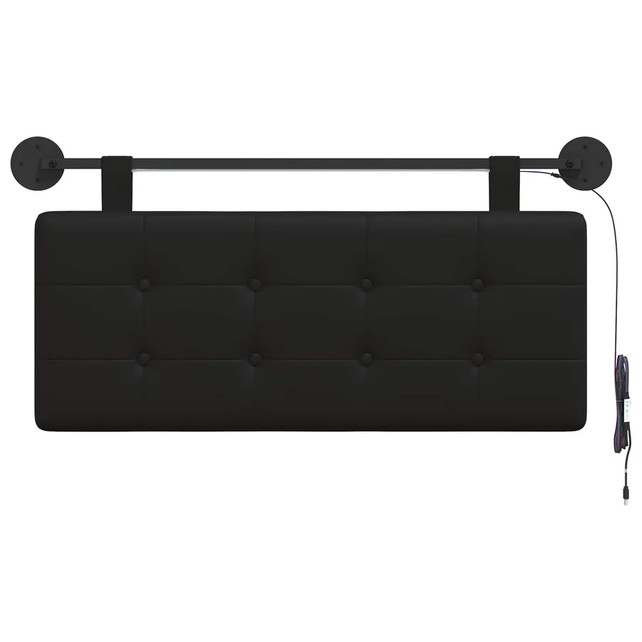 Tête de lit suspendue Avec lumière LED Noir Simili cuir - 6