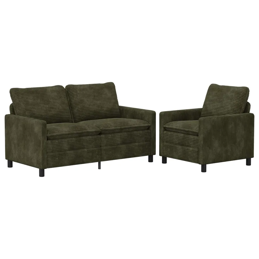Ensemble de Canapés 2 pcs Vert Polyester - 2