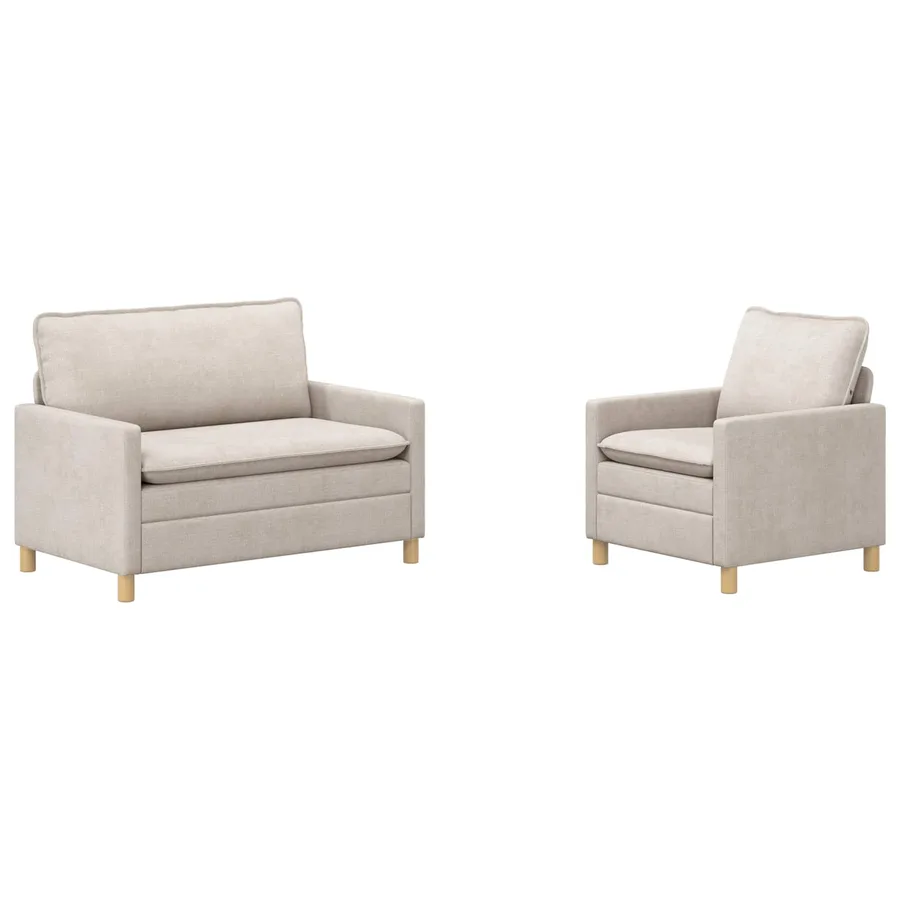 Ensemble de Canapés 2 pcs Crème Polyester - 2