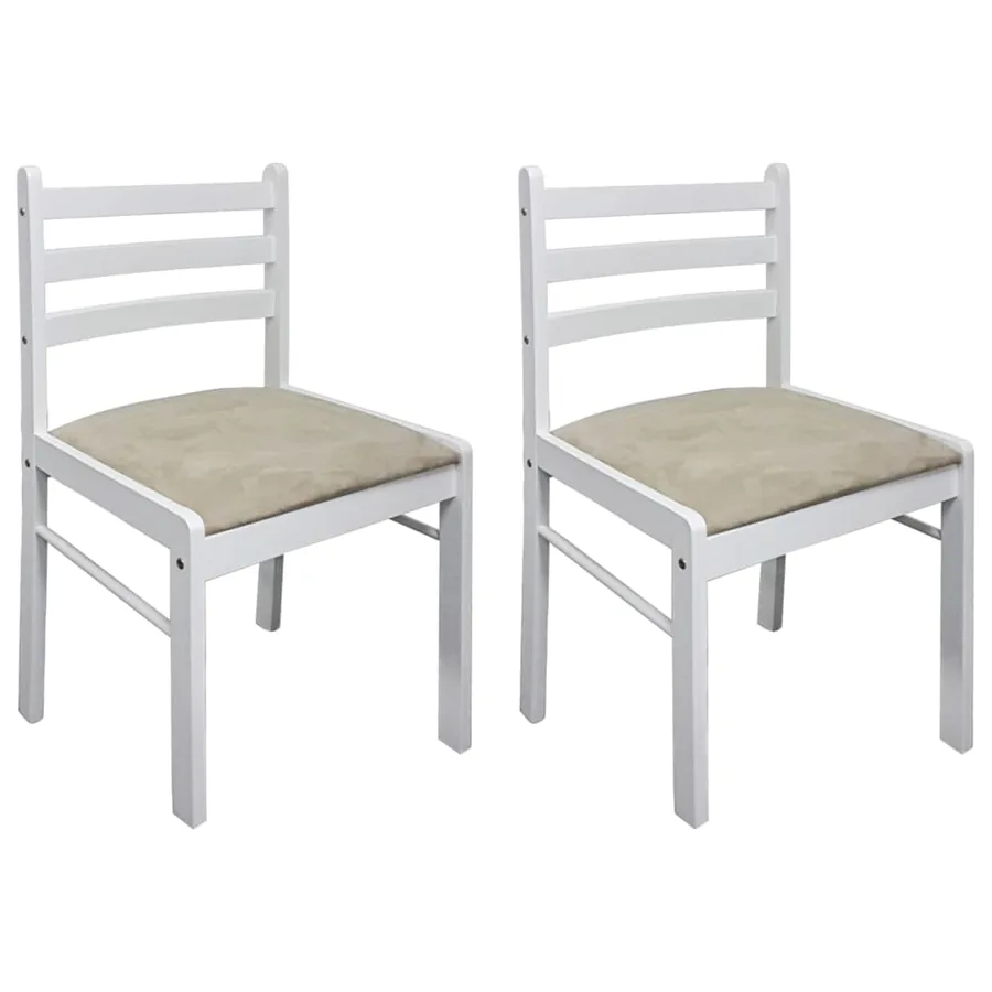Chaises à manger lot de 2 blanc hévéa solide et velours - 2