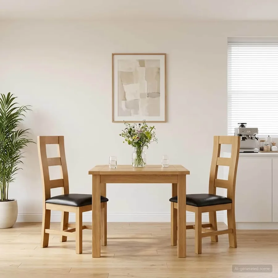 Chaise de salle à manger 2 pcs Bois de chêne massif Noir
