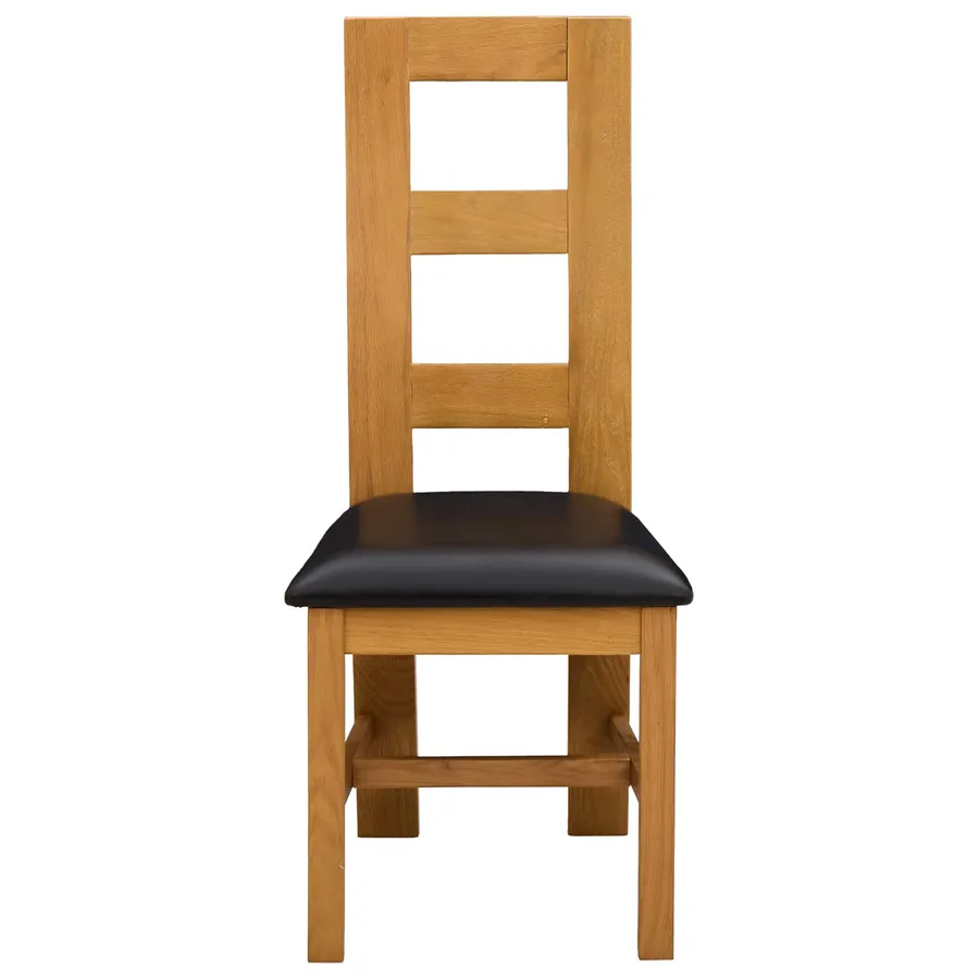 Chaise de salle à manger 2 pcs Bois de chêne massif Noir - 3