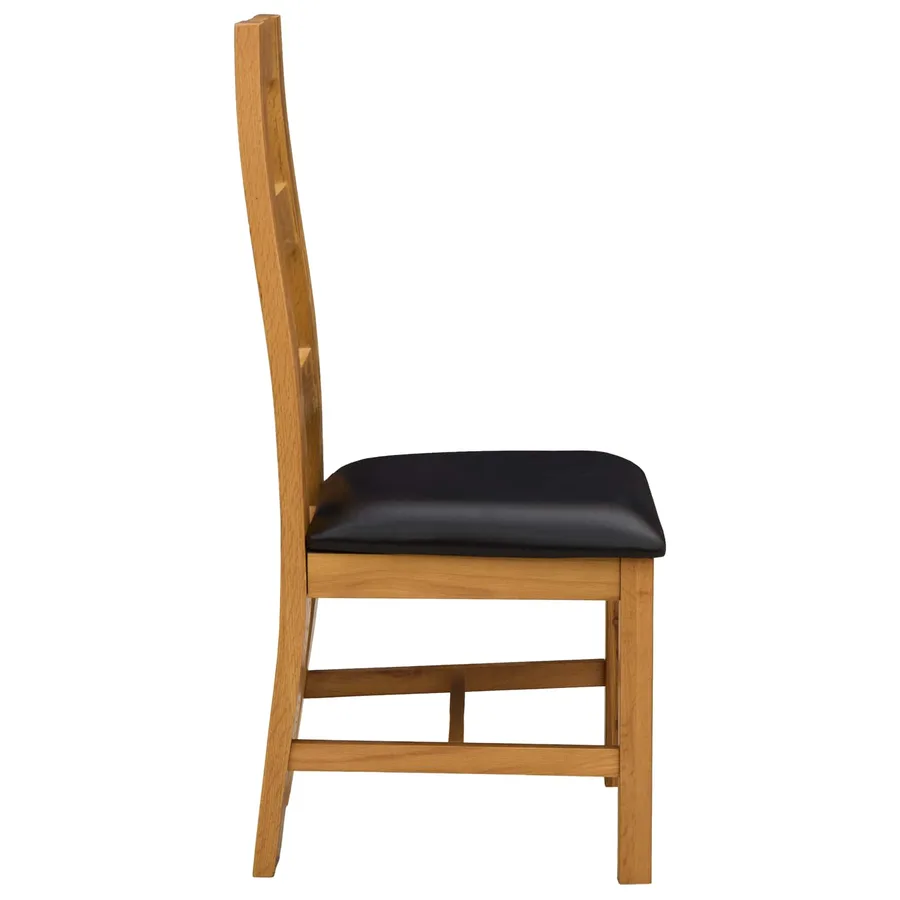 Chaise de salle à manger 2 pcs Bois de chêne massif Noir - 4