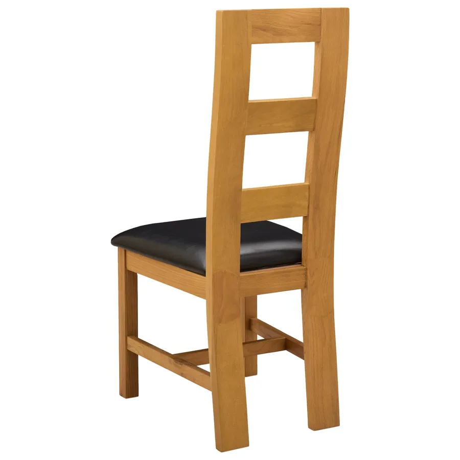 Chaise de salle à manger 2 pcs Bois de chêne massif Noir - 5