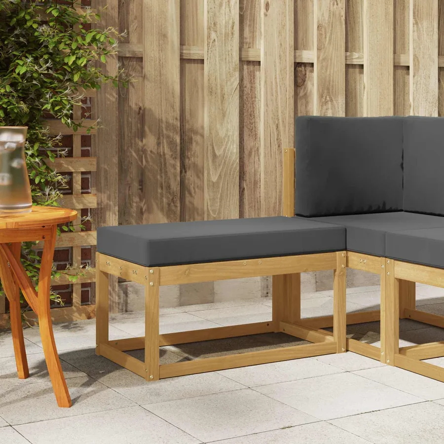 Banc de Jardin Blanc 80 x 43 x 45 cm Bois d'Acacia Massif
