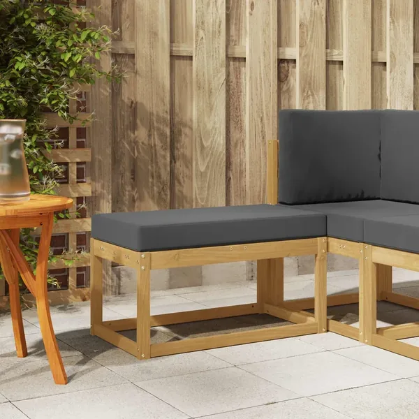 Banc de Jardin Blanc 80 x 43 x 45 cm Bois d'Acacia Massif