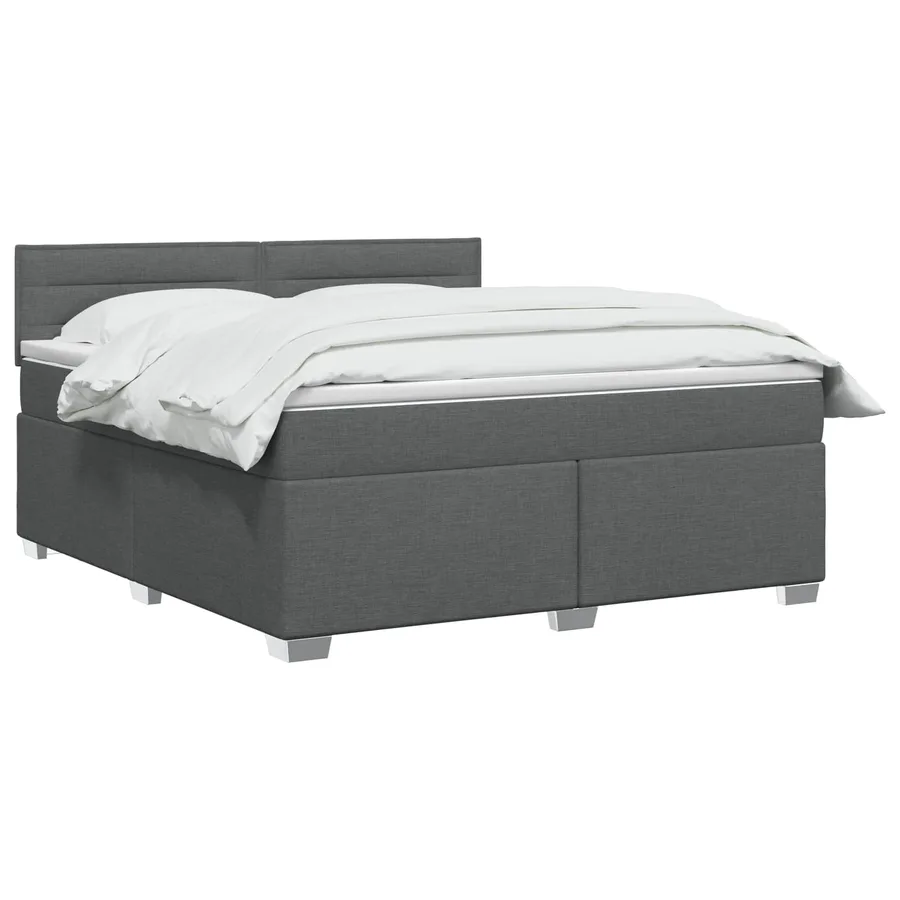 Lit boxspring avec matelas Gris foncé 140 x 190 cm Tissu - 2