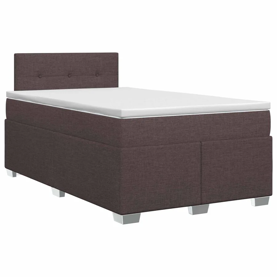 Lit boxspring avec matelas Marron foncé 120 x 200 cm Tissu
