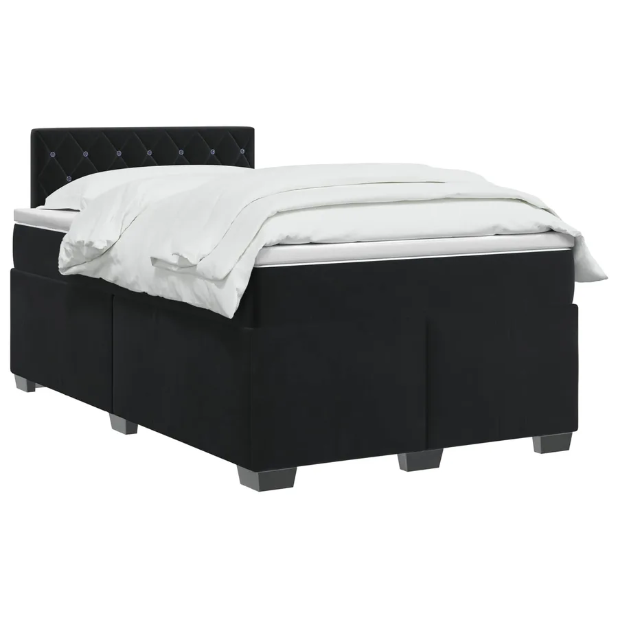 Lit boxspring avec matelas Noir 120 x 200 cm Velours - 2