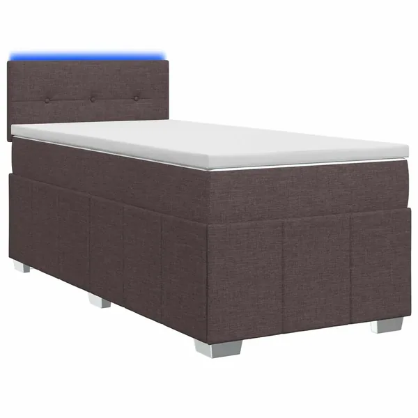 Lit boxspring avec matelas Marron foncé 90 x 200 cm Tissu