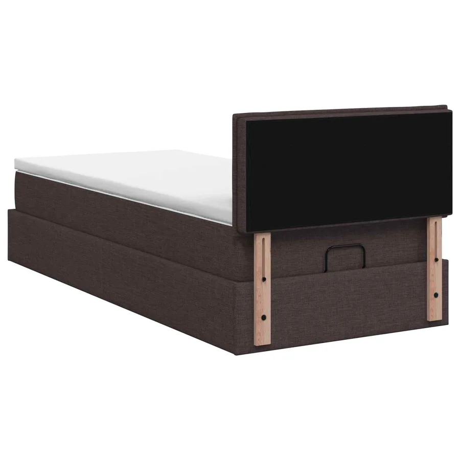 Lit ottoman avec matelas Marron foncé 90 x 200 cm Tissu - 8