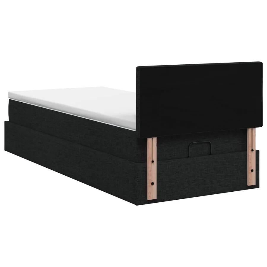 Lit ottoman avec matelas Noir 100 x 200 cm Tissu - 8